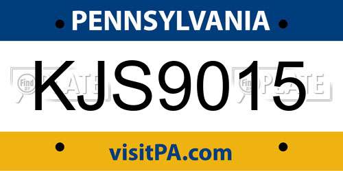 KJS9015 Pennsylvania License Plate
