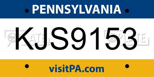 KJS9153 Pennsylvania License Plate