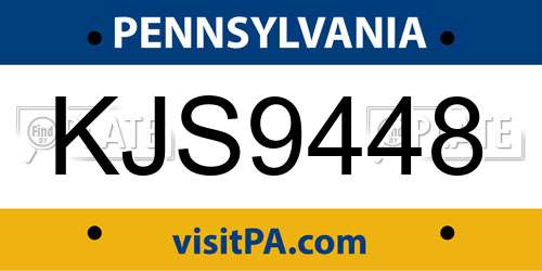 KJS9448 Pennsylvania License Plate
