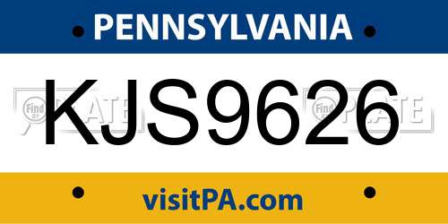 KJS9626 Pennsylvania License Plate