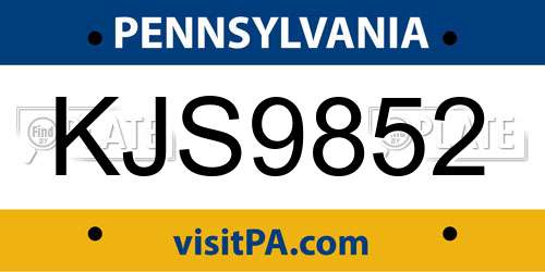 KJS9852 Pennsylvania License Plate