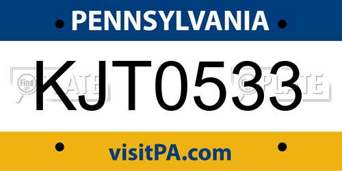 KJT0533 Pennsylvania License Plate