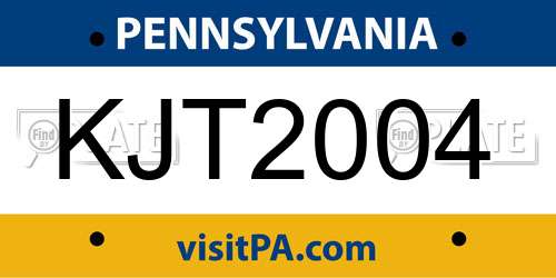 KJT2004 Pennsylvania License Plate