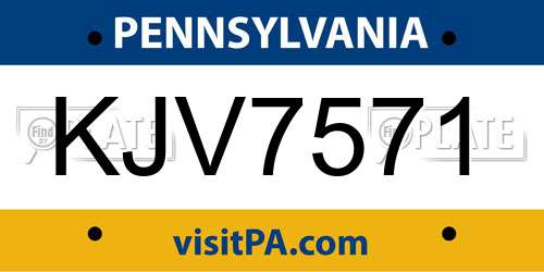 KJV7571 Pennsylvania License Plate