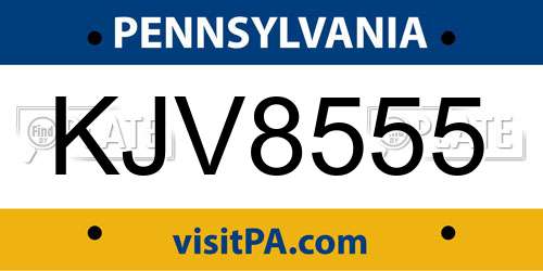 KJV8555 Pennsylvania License Plate