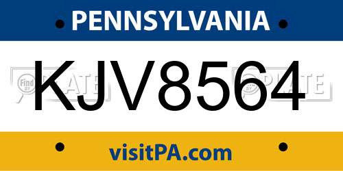 KJV8564 Pennsylvania License Plate