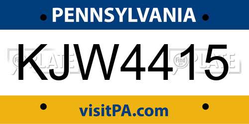 KJW4415 Pennsylvania License Plate
