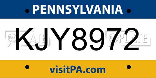 KJY8972 Pennsylvania License Plate
