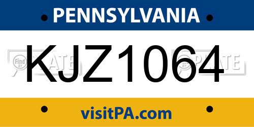 KJZ1064 Pennsylvania License Plate