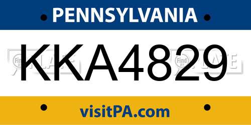 KKA4829 Pennsylvania License Plate