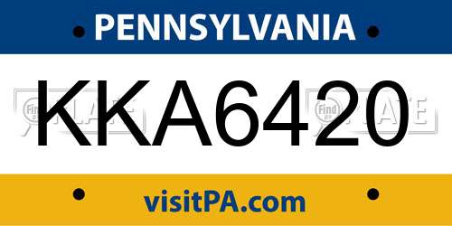 KKA6420 Pennsylvania License Plate