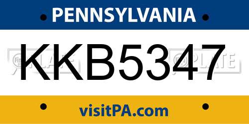 KKB5347 Pennsylvania License Plate