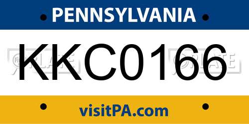KKC0166 Pennsylvania License Plate