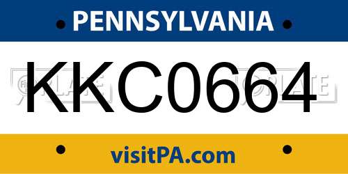 KKC0664 Pennsylvania License Plate