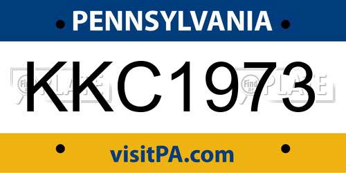 KKC1973 Pennsylvania License Plate