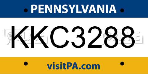 KKC3288 Pennsylvania License Plate