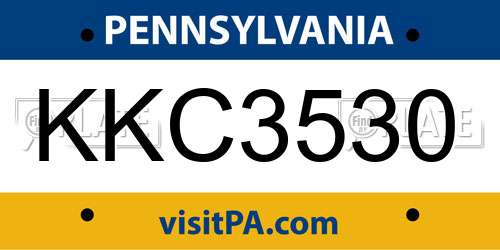 KKC3530 Pennsylvania License Plate