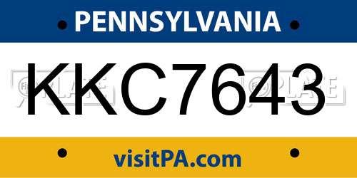 KKC7643 Pennsylvania License Plate