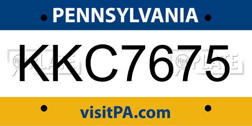 KKC7675 Pennsylvania License Plate