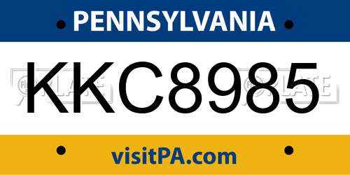 KKC8985 Pennsylvania License Plate
