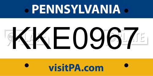 KKE0967 Pennsylvania License Plate