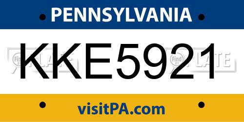 KKE5921 Pennsylvania License Plate