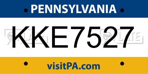KKE7527 Pennsylvania License Plate