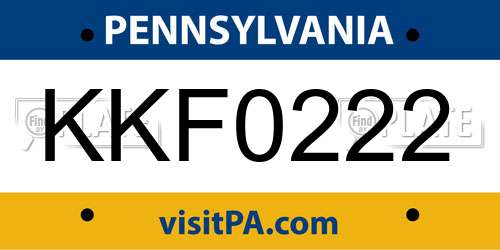 KKF0222 Pennsylvania License Plate