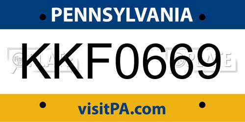 KKF0669 Pennsylvania License Plate