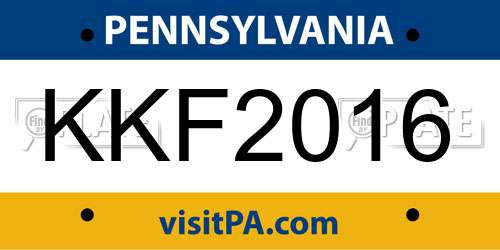KKF2016 Pennsylvania License Plate