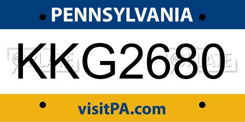 KKG2680 Pennsylvania License Plate