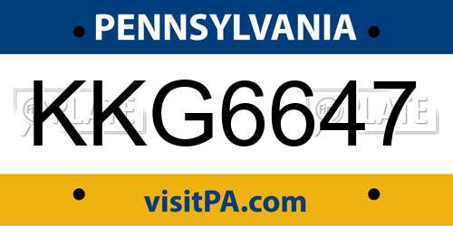 KKG6647 Pennsylvania License Plate