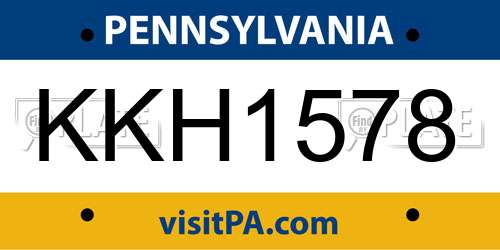 KKH1578 Pennsylvania License Plate