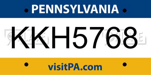 KKH5768 Pennsylvania License Plate