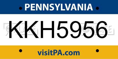 KKH5956 Pennsylvania License Plate