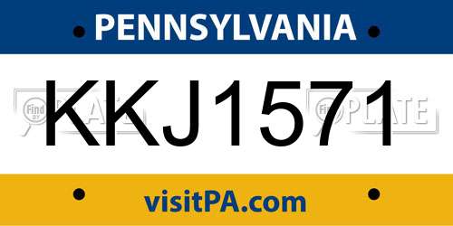 KKJ1571 Pennsylvania License Plate