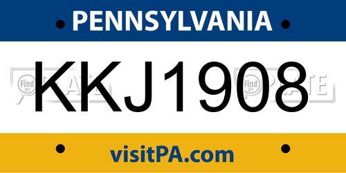 KKJ1908 Pennsylvania License Plate