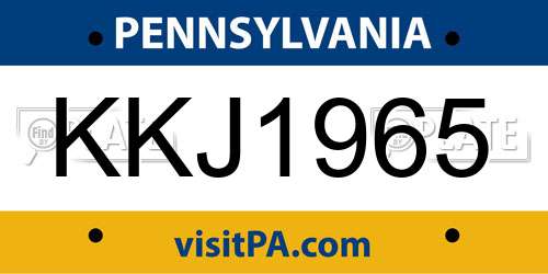 KKJ1965 Pennsylvania License Plate
