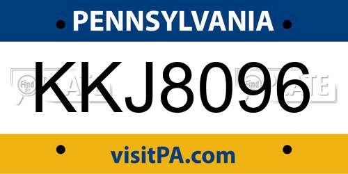 KKJ8096 Pennsylvania License Plate