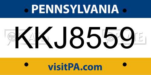 KKJ8559 Pennsylvania License Plate