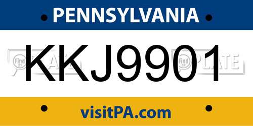 KKJ9901 Pennsylvania License Plate