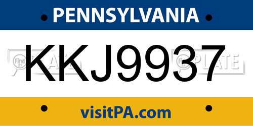 KKJ9937 Pennsylvania License Plate