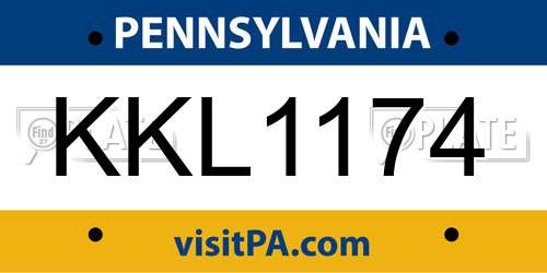 KKL1174 Pennsylvania License Plate