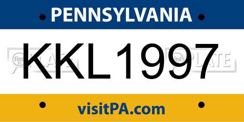 KKL1997 Pennsylvania License Plate