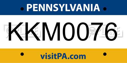 KKM0076 Pennsylvania License Plate