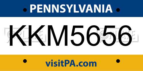 KKM5656 Pennsylvania License Plate