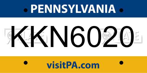 KKN6020 Pennsylvania License Plate