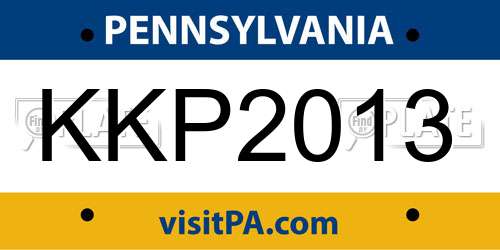 KKP2013 Pennsylvania License Plate