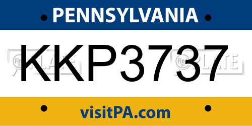 KKP3737 Pennsylvania License Plate