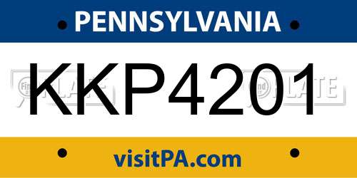 KKP4201 Pennsylvania License Plate